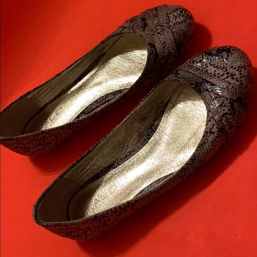 ALDO SNAKE PRINT FLATS SHOES LEATHER SIZE 6 - Picture 4 of 15